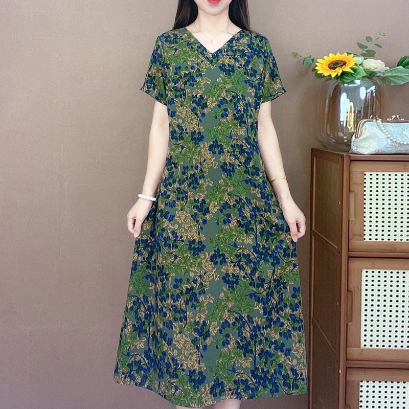 时尚中长款夏季连衣裙百搭遮肉裙子