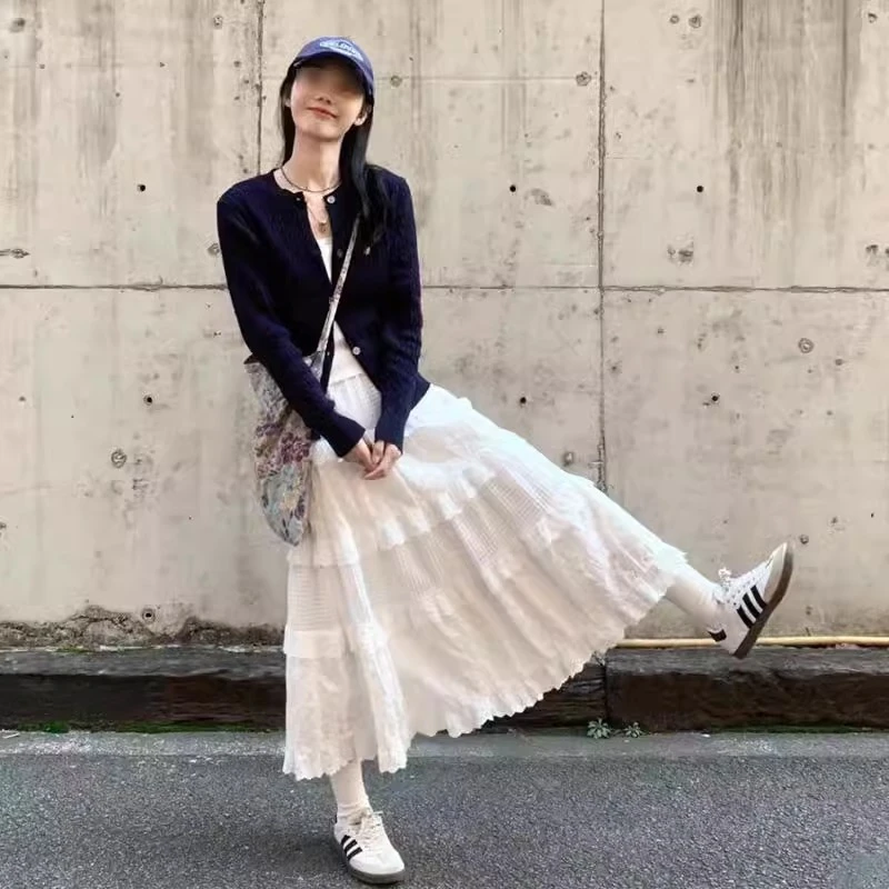 白色蛋糕裙女半身裙春夏秋2025年新款a字气质高腰芭蕾风蓬蓬长裙