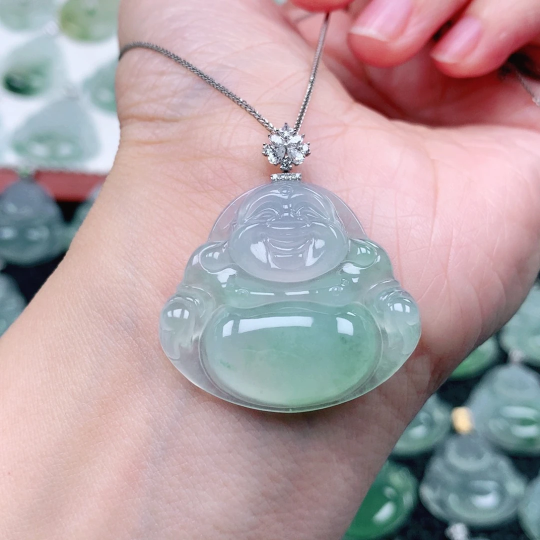 吊坠(不含链)18K金镶嵌翡翠