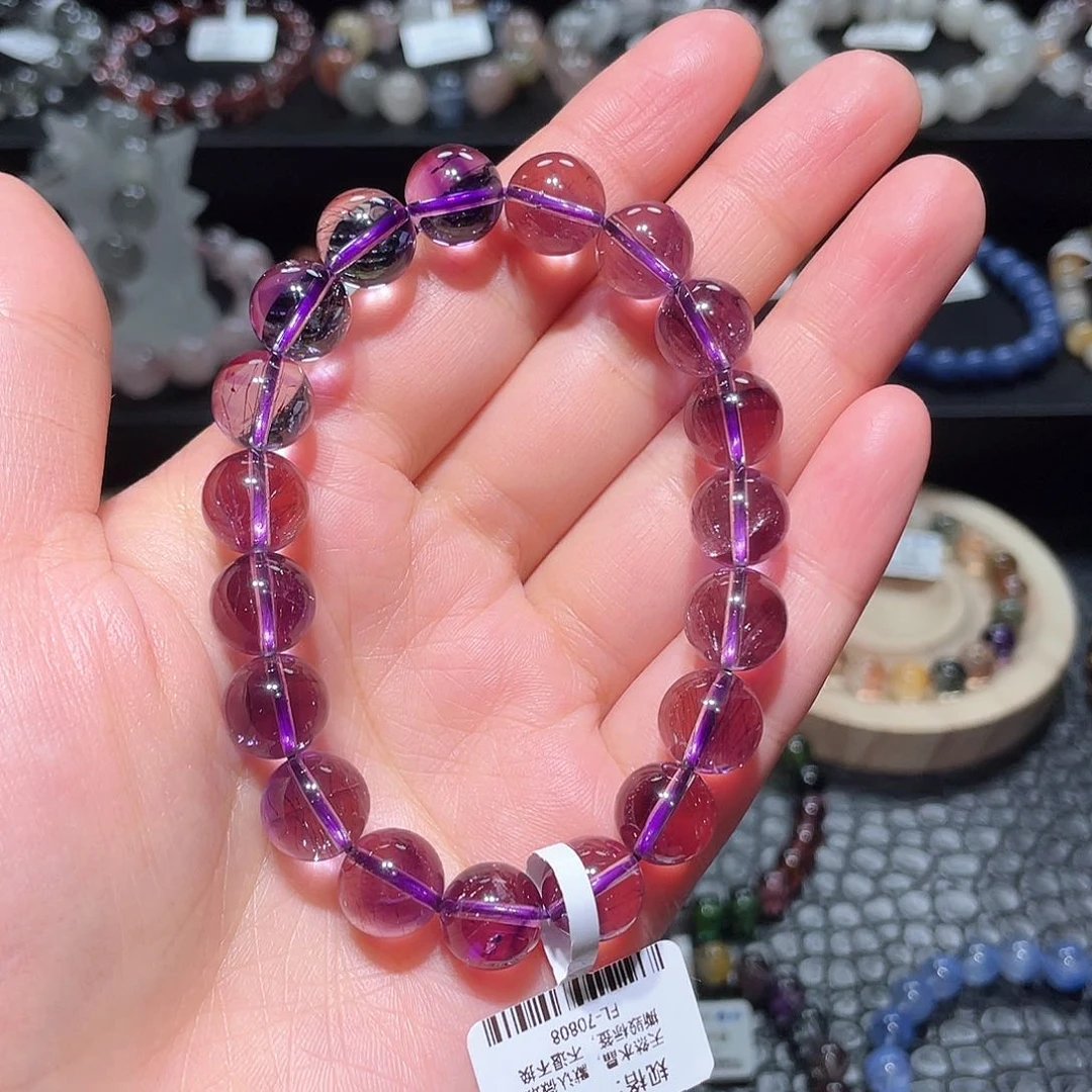 水晶手链未镶嵌紫超七手链，晶体通透