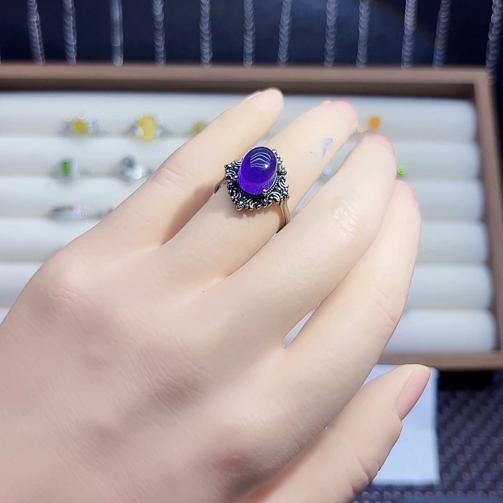 戒指紫晶银S925镶嵌