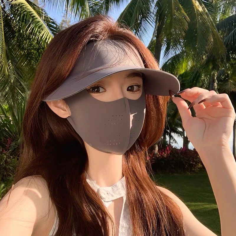 防晒面罩女全脸防紫外线夏季开车骑行口罩帽子一体遮阳冰丝脸基尼