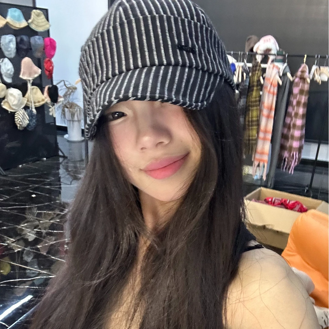 条纹棉麻褶皱贝雷帽子韩版女春夏文艺百搭画家帽遮阳帽报童帽