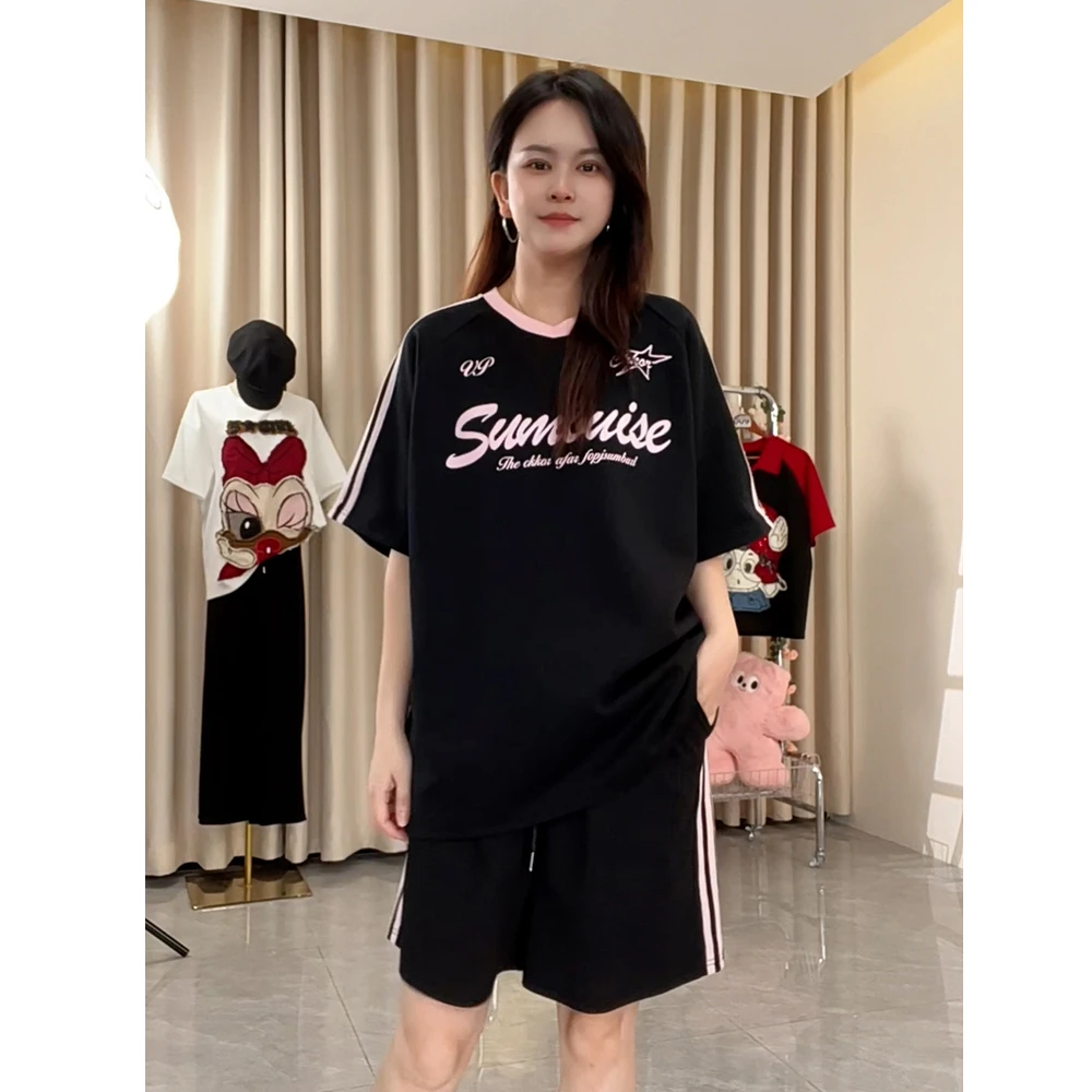 8318韩版宽松洋气减龄短袖短裤两件套女2025夏季新款时尚休闲套装