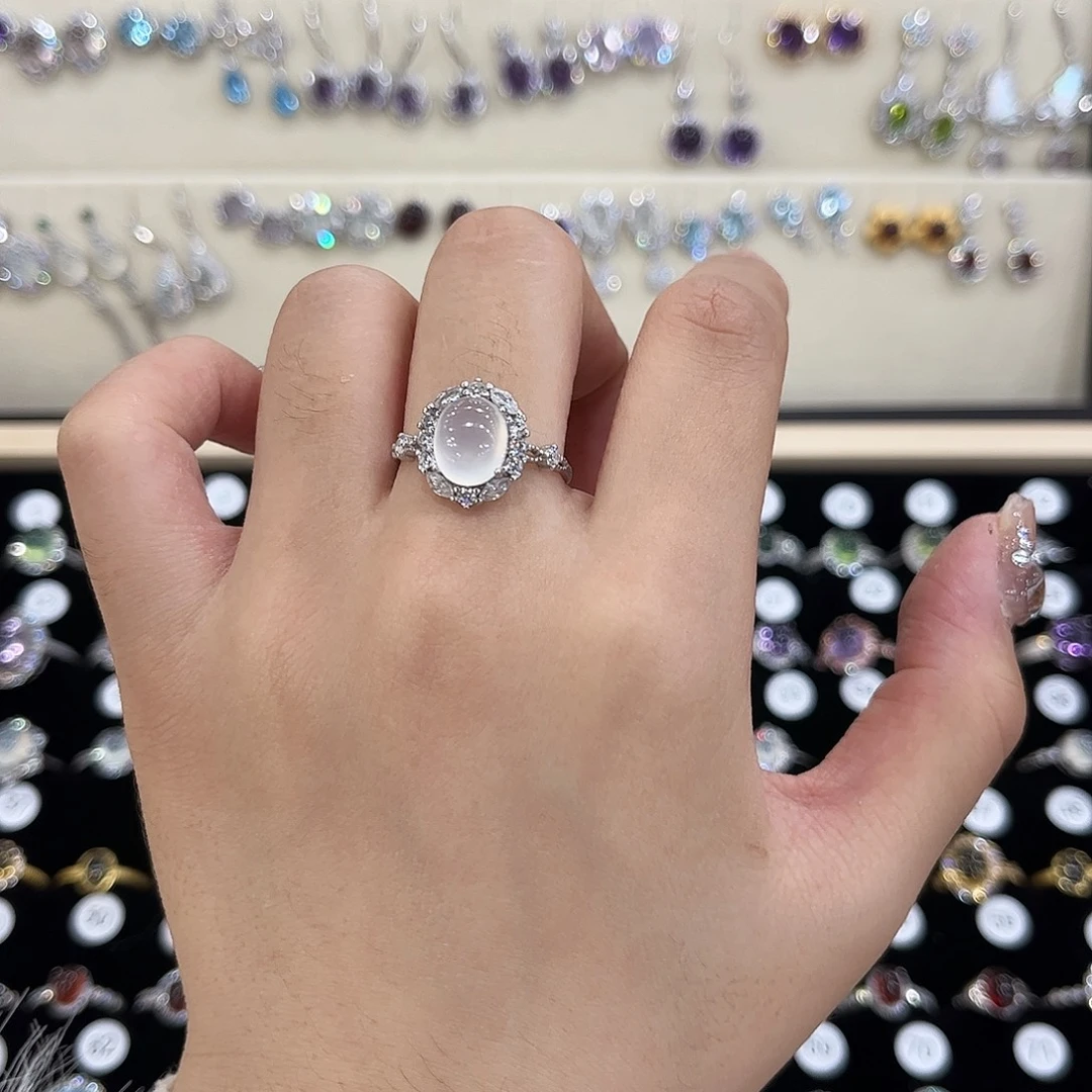 岫玉银S925镶嵌戒指