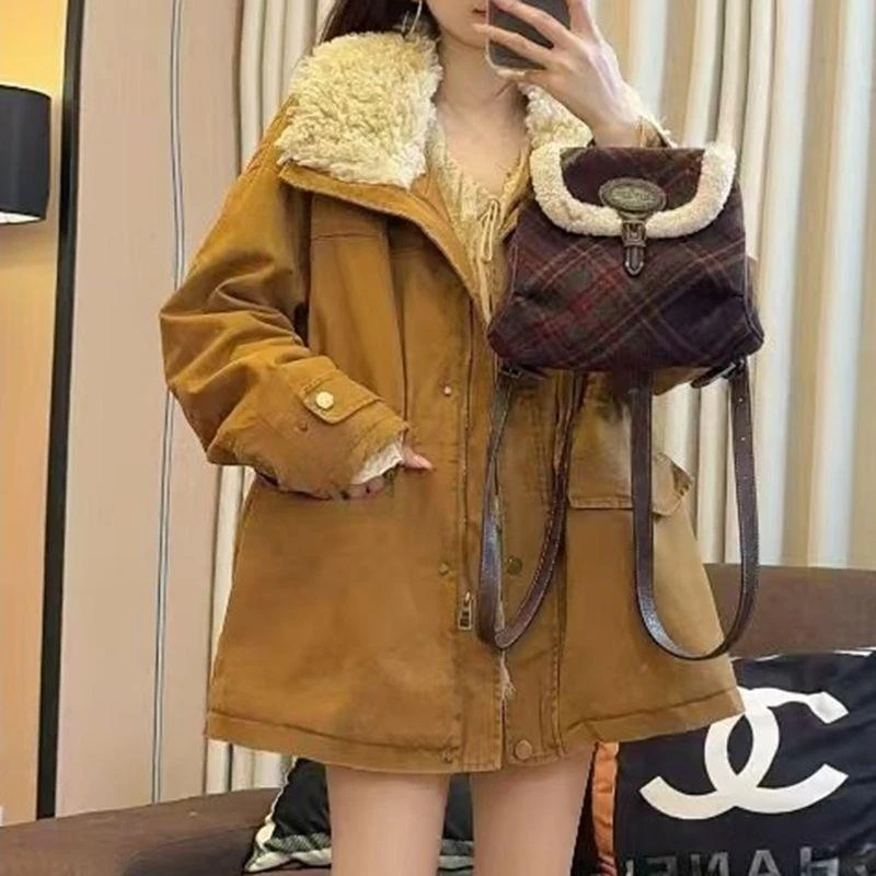 棉服女款2025新款秋冬季中长款加厚收腰外套超好看洋气保暖派克服