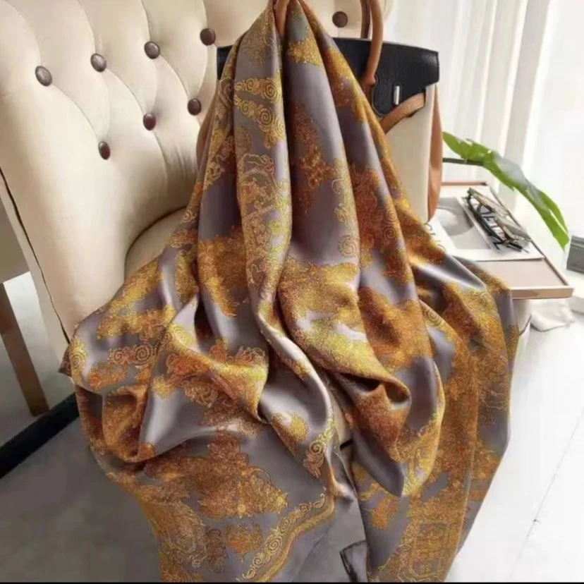 319 丽景缎85x180左右凤图腾丝巾长巾