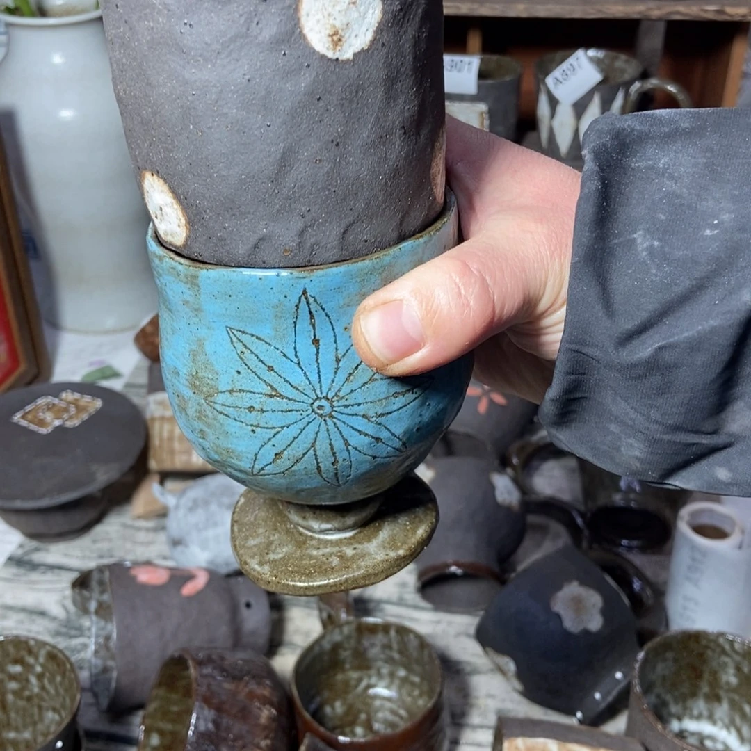 陶瓷毛***妈手捏咖啡杯复古