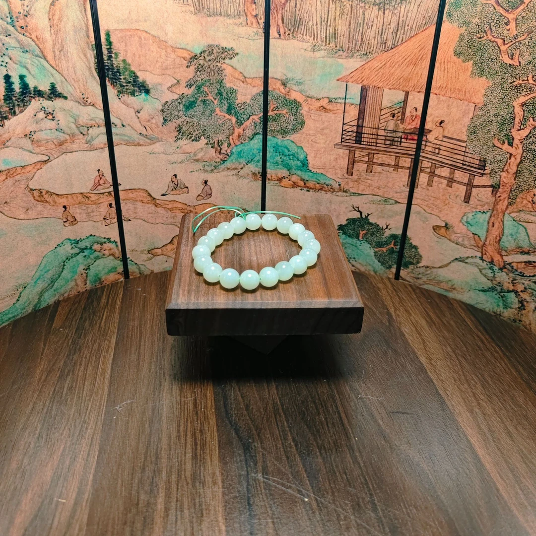 K和田玉圆珠手串（卡10）0702