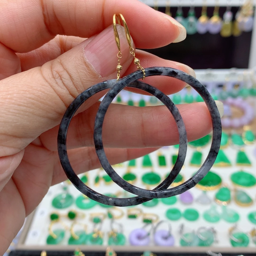 翡翠18K金镶嵌耳饰