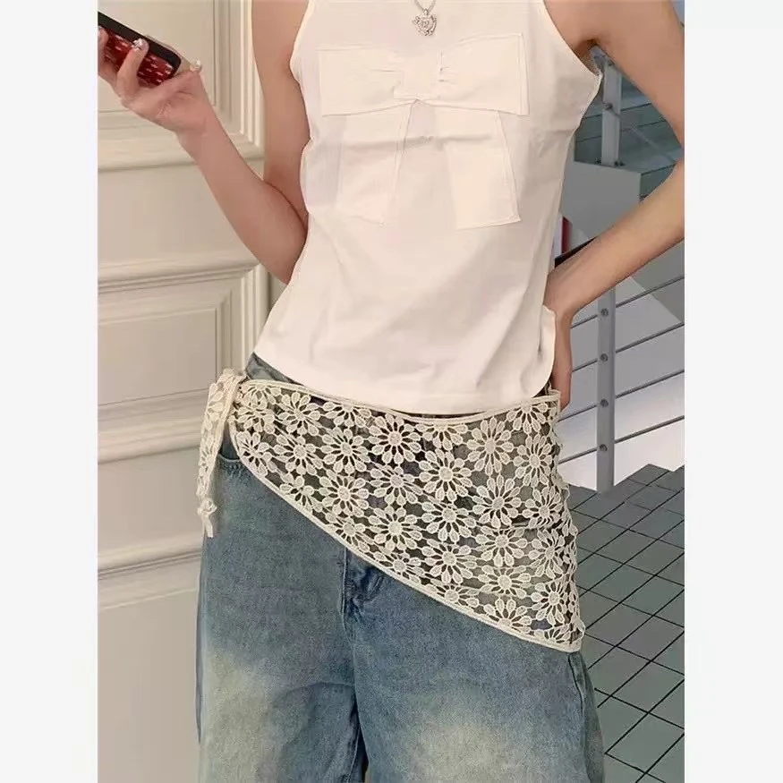 春夏叠穿系带镂空三角巾慵懒风休闲百搭显瘦神器时尚屁帘