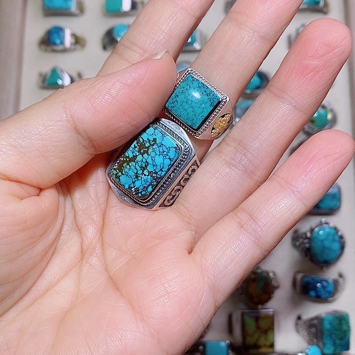 科***）绿松石银S925镶嵌挂件