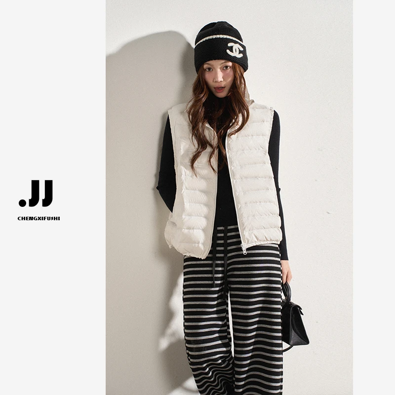 H1339【初雪】秋冬修身无袖设计款排骨马甲背心外套上衣女款