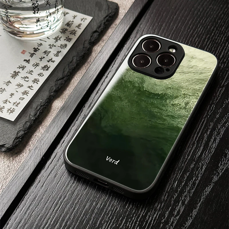 「雨雾山林」新中式苹果16promax手机壳玻璃iphone15高级感14保护套