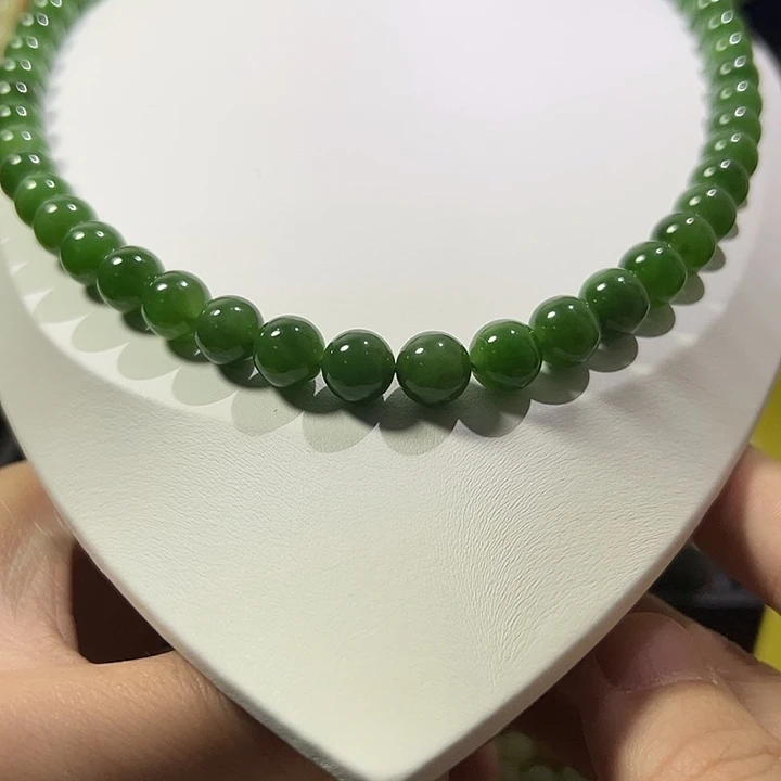 和田玉（碧玉）合金项链9-10大珠子项链