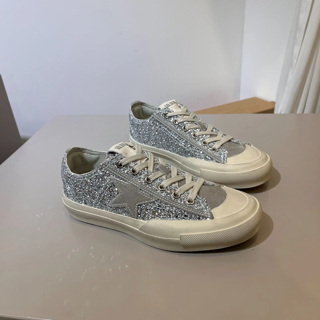 2025春季新款星星小脏鞋银色复古做旧百搭时尚小众系带