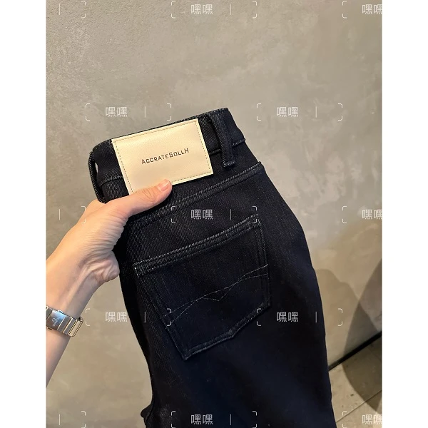 HEIHEI【筒奶裤】双重锁热密密绒~直筒显瘦百搭阔腿深蓝九分牛仔裤