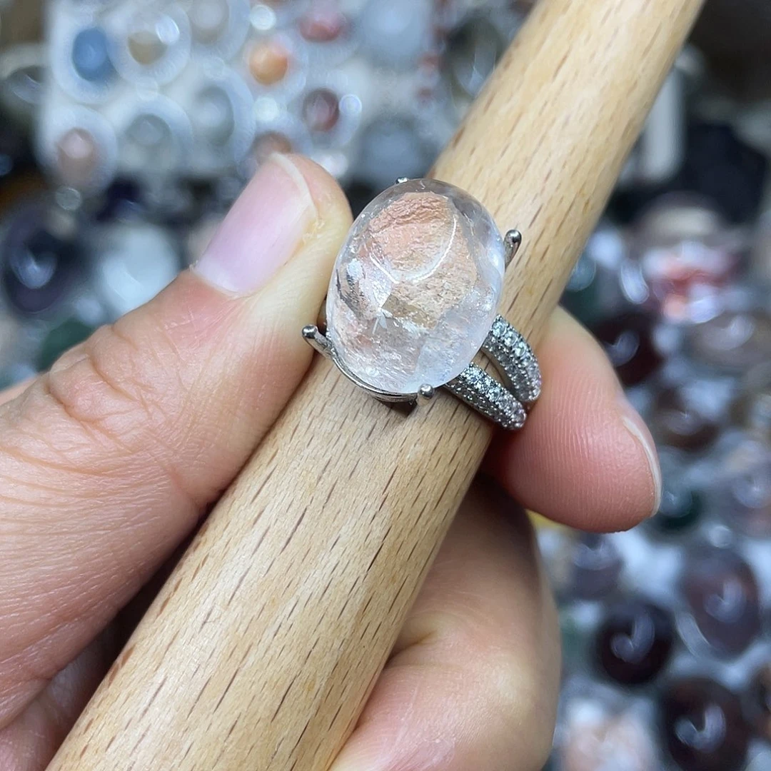 【闪购商品】银S925镶嵌珠宝半成品水晶戒指