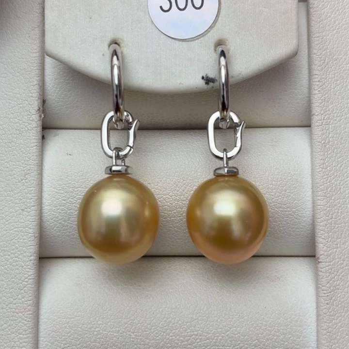 海水珍珠银S925镶嵌耳饰