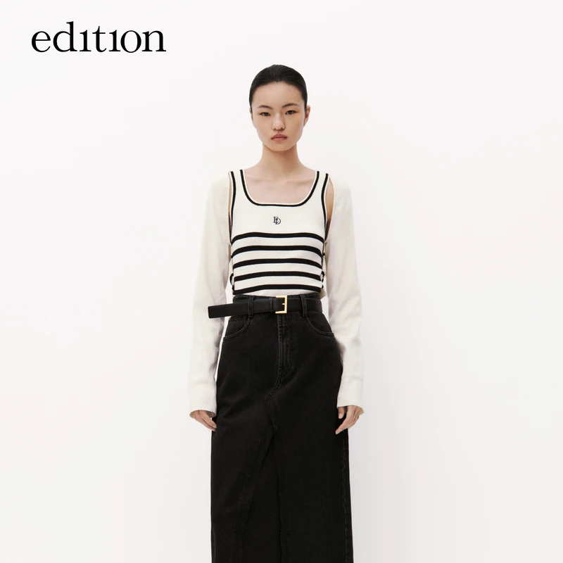 【赵老板专属】edition针织长袖披肩条纹背心两件套#EBC3CART14