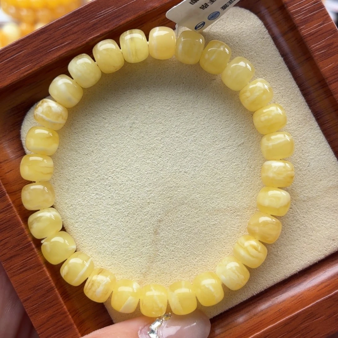 琥珀未镶嵌裸石B268虎皮纹老型手串卡8+