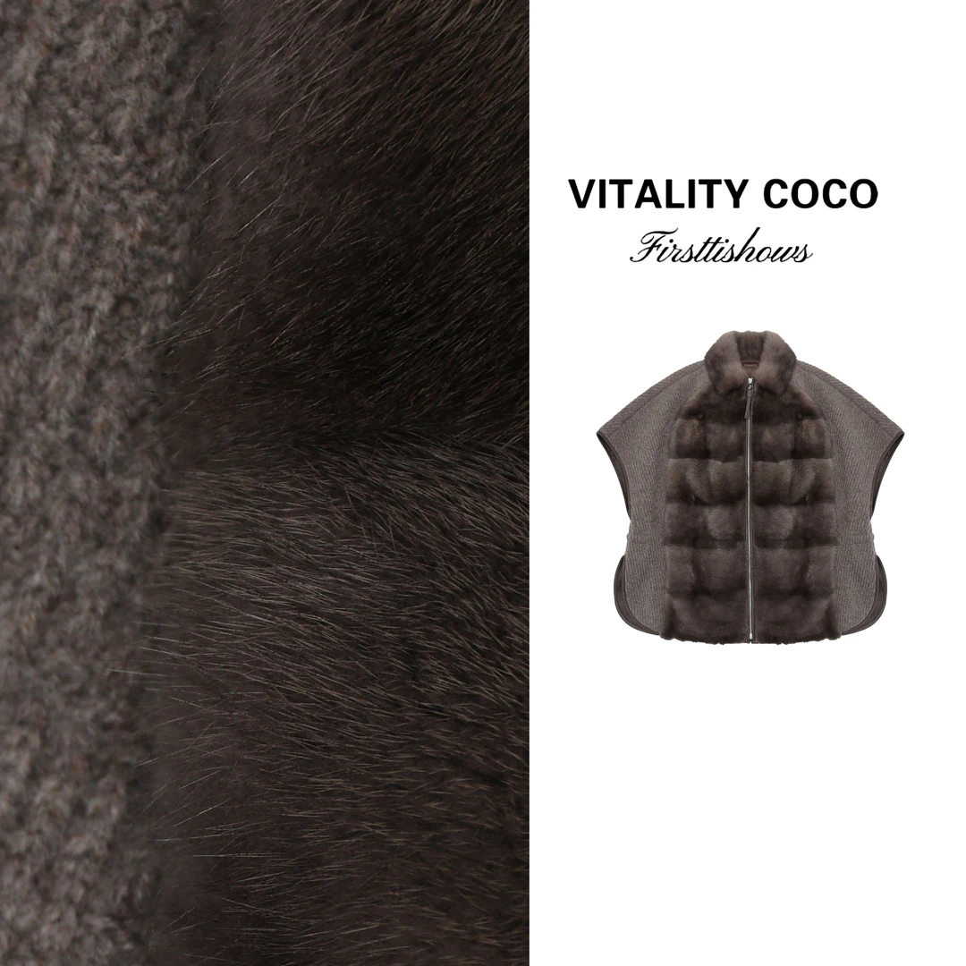 VITALITY COCO·LP系列新款女装 高定羊绒水貂马甲外套-2960