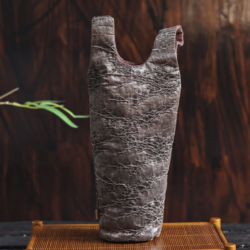 【陶珊居】<冰梅>传家壶袋(棉麻里布)（慢蓝S0357）