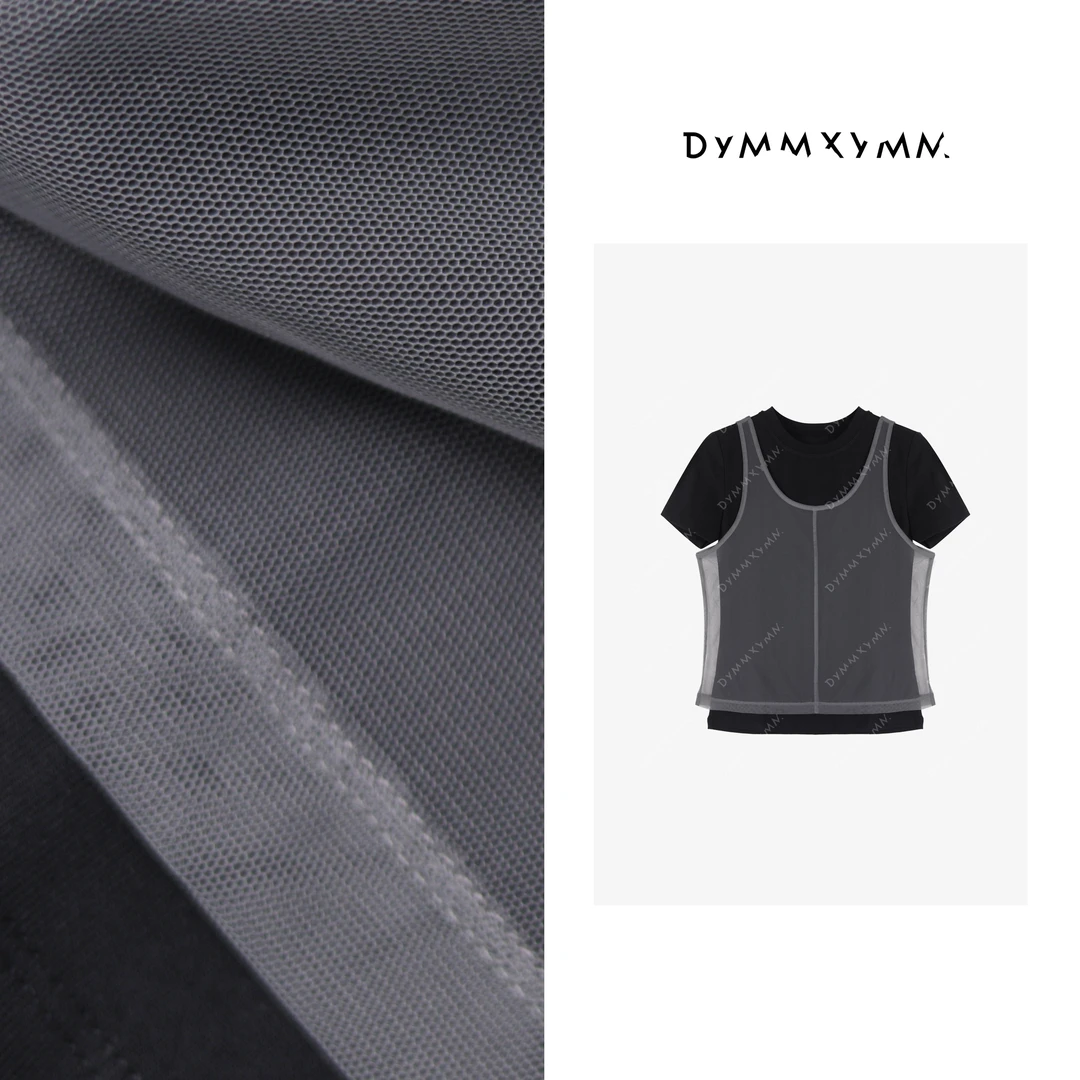 【DYMMXYMM】-小众设计师微透网纱背心两件套-5SS9258