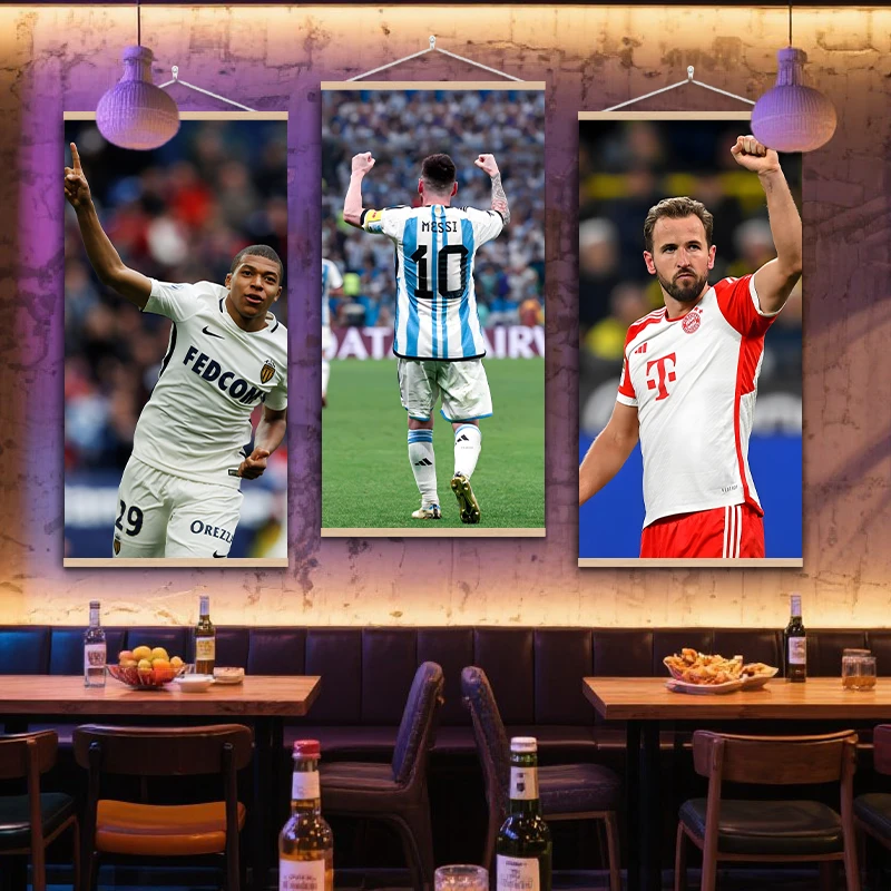 足球明星C罗梅西装饰画挂布照片客厅背景墙梅西姆巴佩店海报贴纸