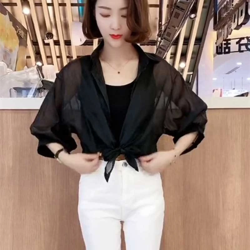 外搭吊带裙罩衫薄款2023夏季新款雪纺衫女上衣衣小披肩配裙子
