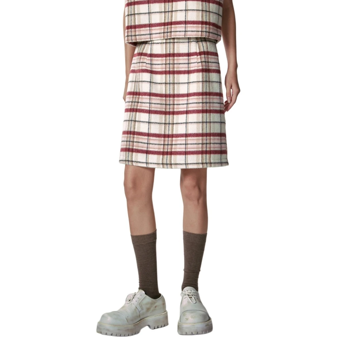 M04-80249-KIK（女款）条格纹设计时尚百搭短裙