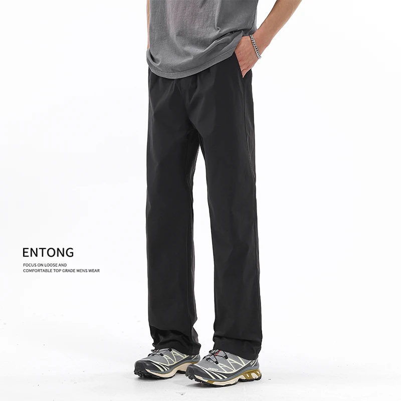 Entong秋冬加厚美式速干工装裤男款户外运动裤阔腿直筒伞兵休闲裤