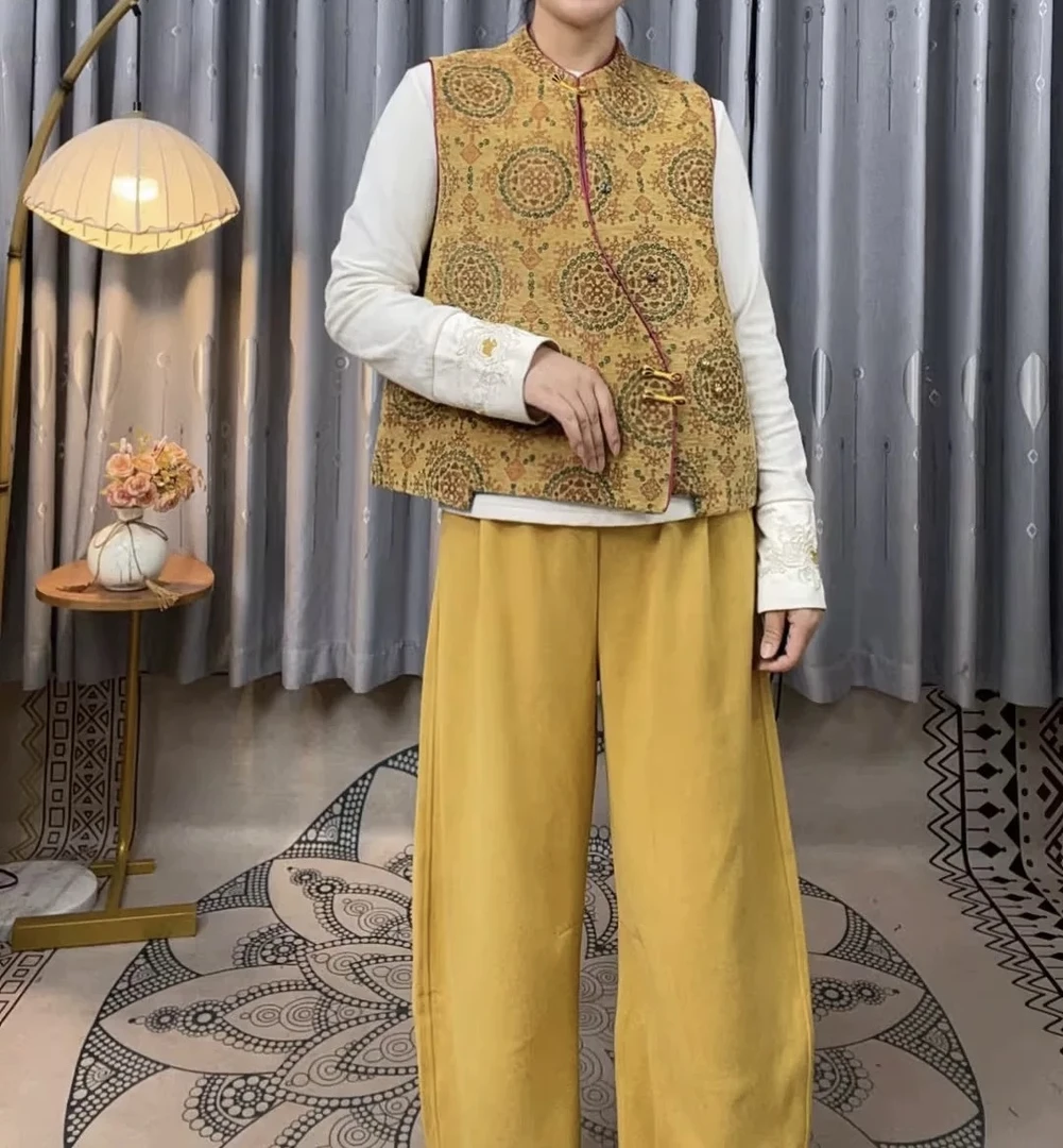 【8555】漳绒马甲—2025新款高端提花立领复古马甲