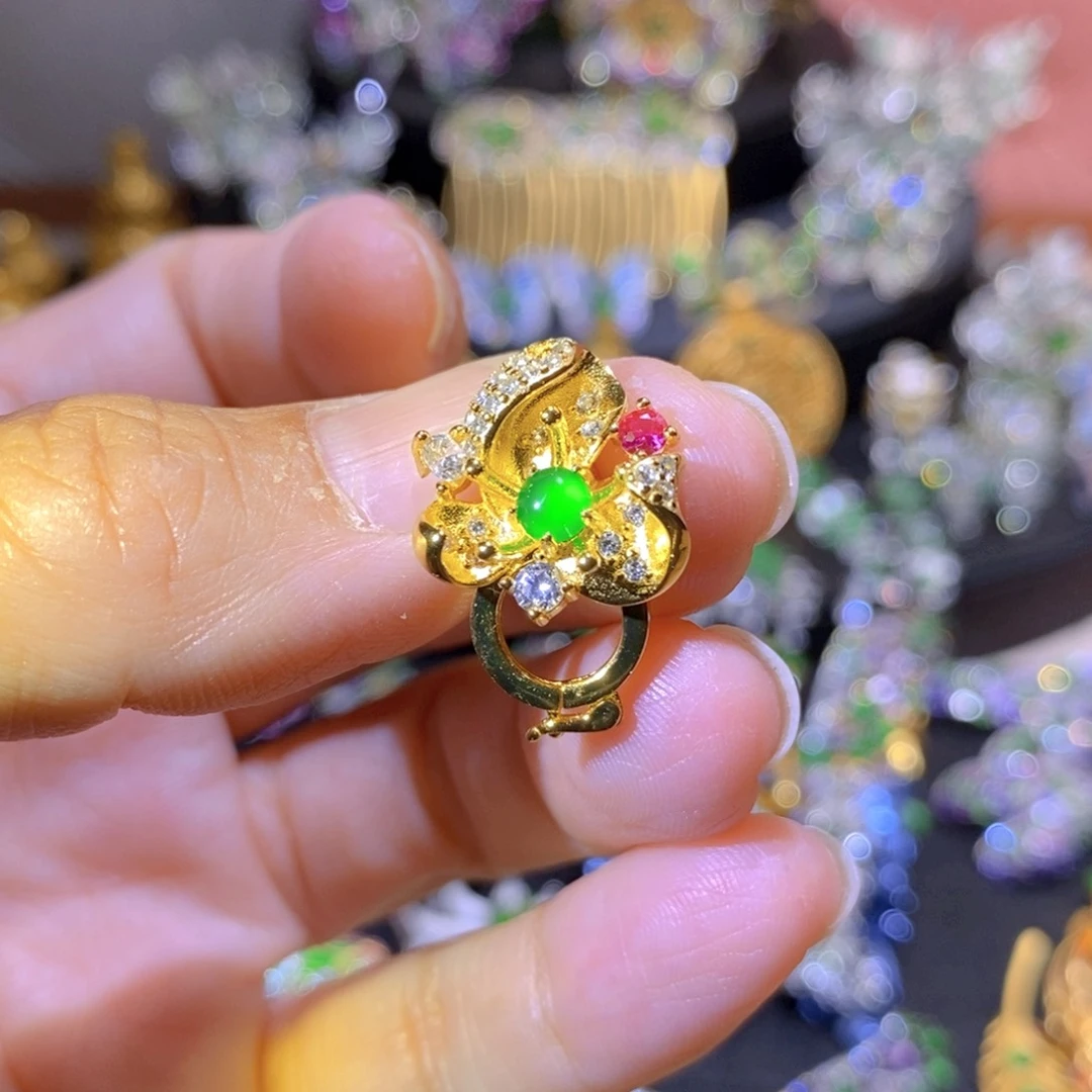 吊坠(不含链)银S925镶嵌翡翠