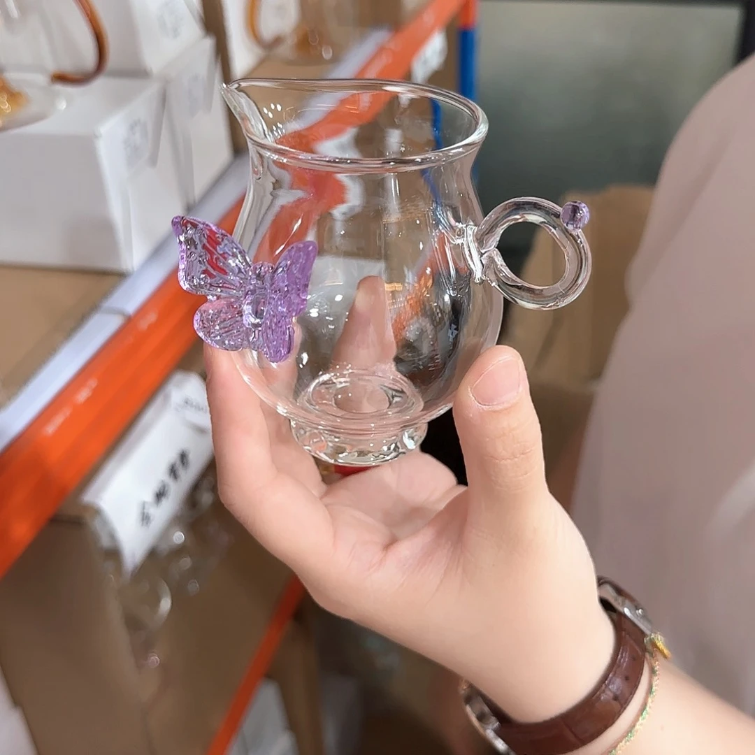 732号高硼硅紫色蝴蝶公道杯