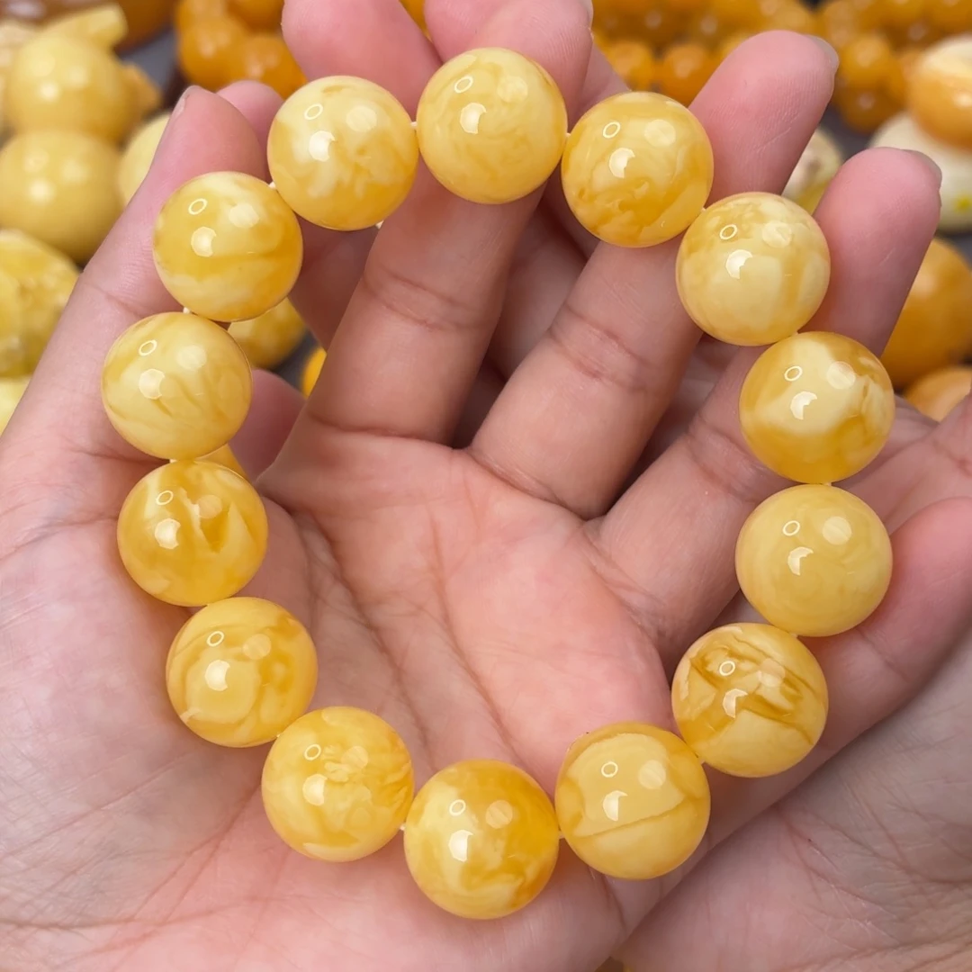 裸石虫珀未镶嵌16同料妖花手串