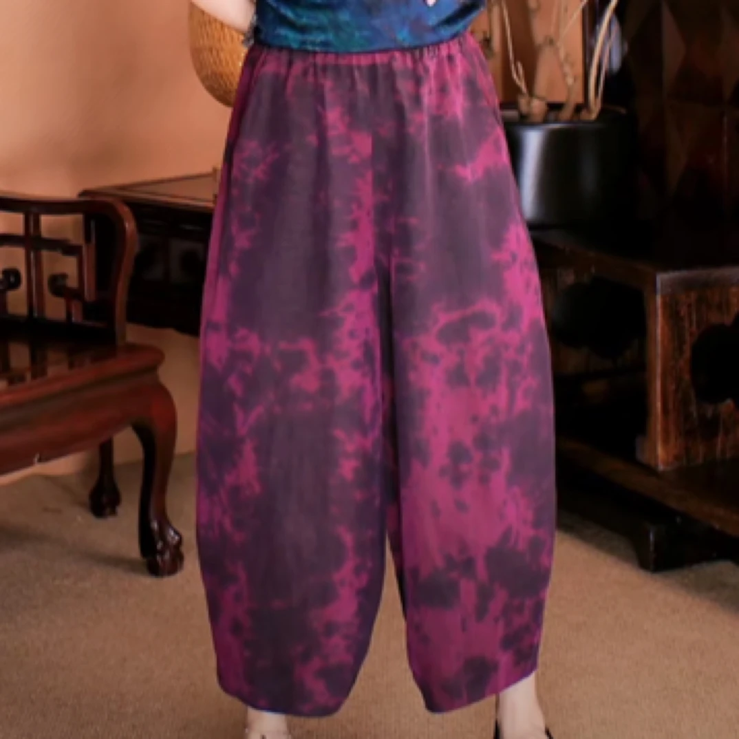 【惠妃7019香云纱春夏天新款时尚显瘦宽松大灯笼裤夏季阔腿裤