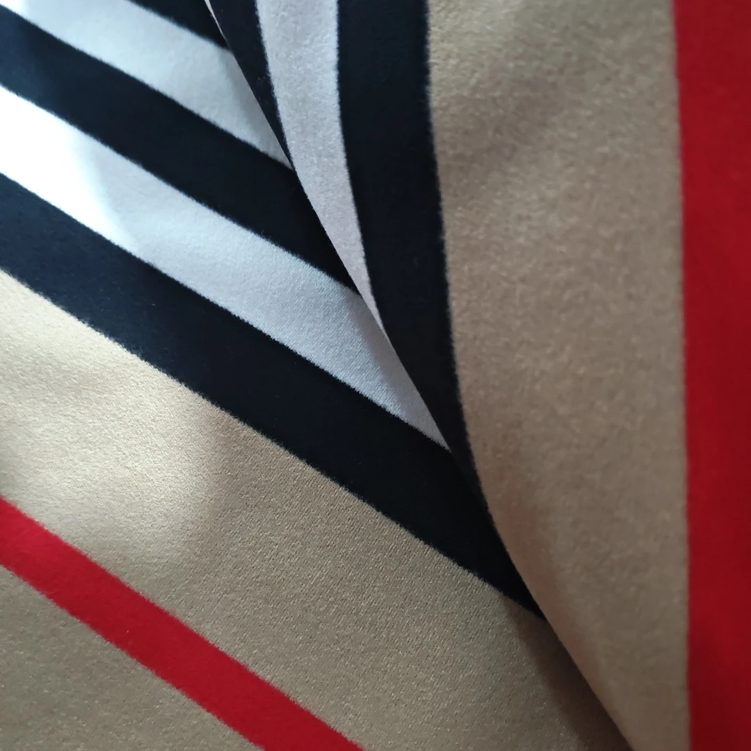 419 宝li条纹双面蚕丝澳绒保暖面料