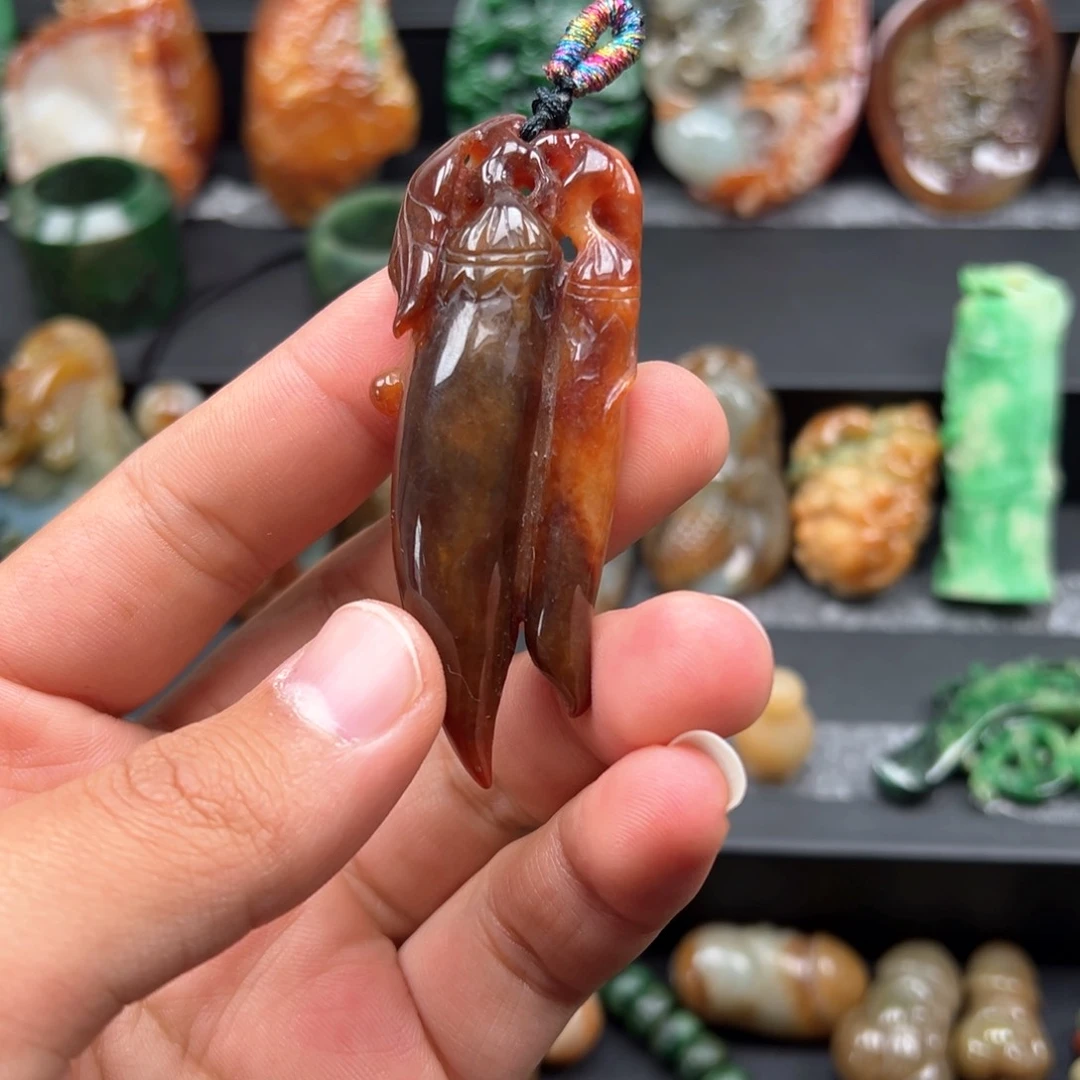 翡翠颈饰未镶嵌翡翠红翡辣椒