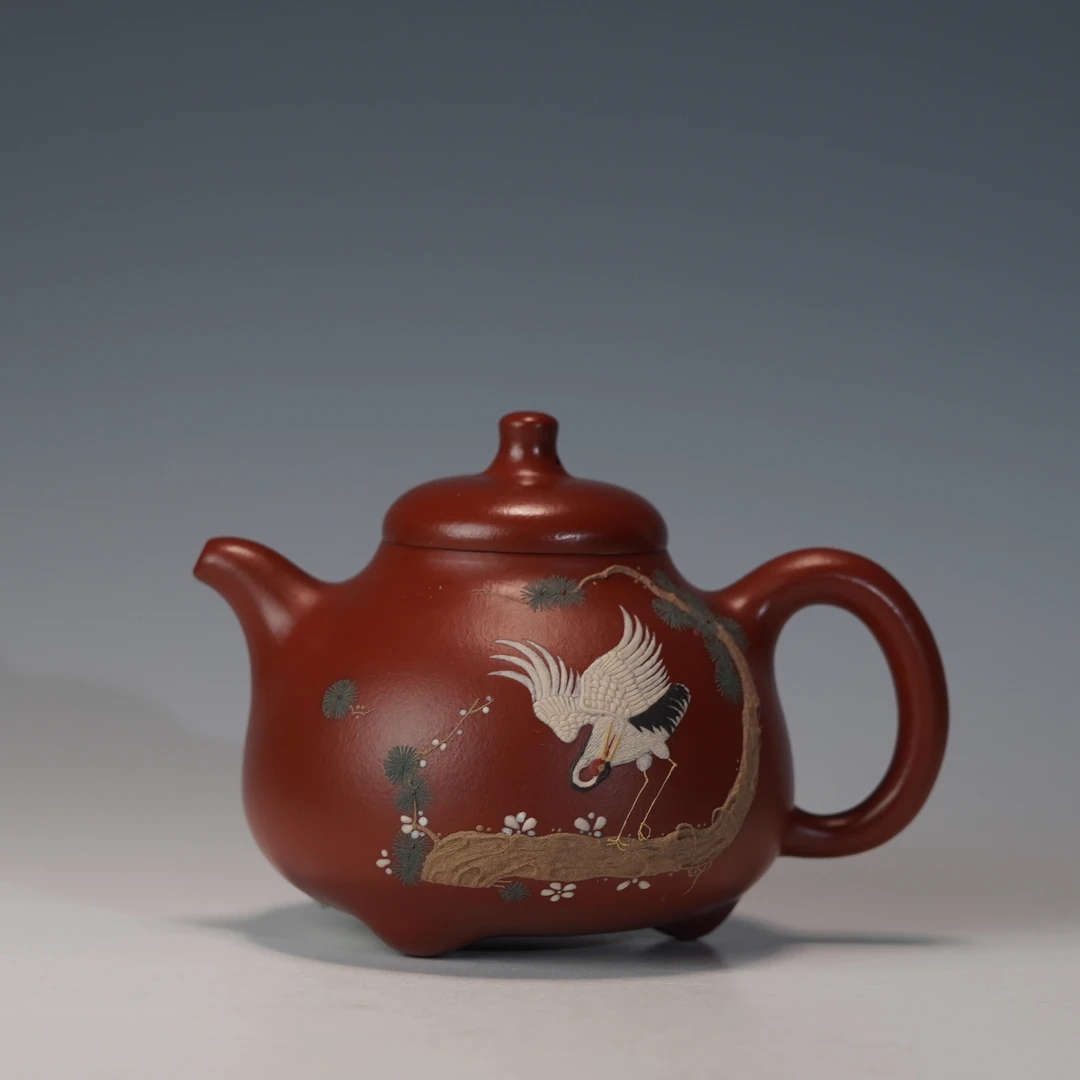 lot.21968 林天强 朱泥大红袍三足乳鼎壶 280cc