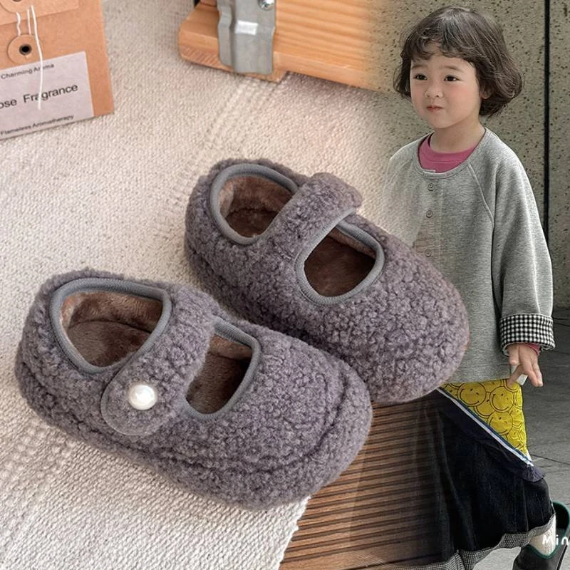 保暖时尚网红防滑外穿棉鞋女童玛丽珍冬季新款韩版软底圆头魔术贴