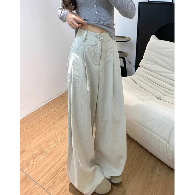奶芙西装裤女夏季2025新款高腰休闲宽松bf慵懒风垂坠感冰丝阔腿裤
