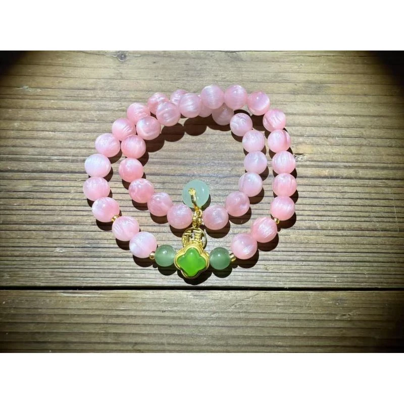 166 蜜桃粉精品菩提双圈10mm    wy166（无礼盒）