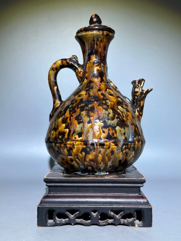 吉州窑，玳瑁釉执壶！