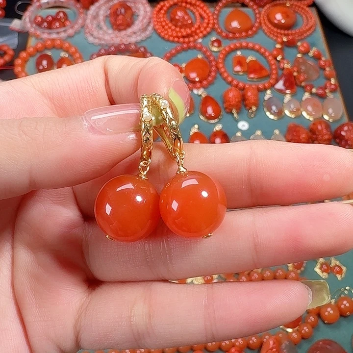 南红玛瑙银S925镶嵌14+