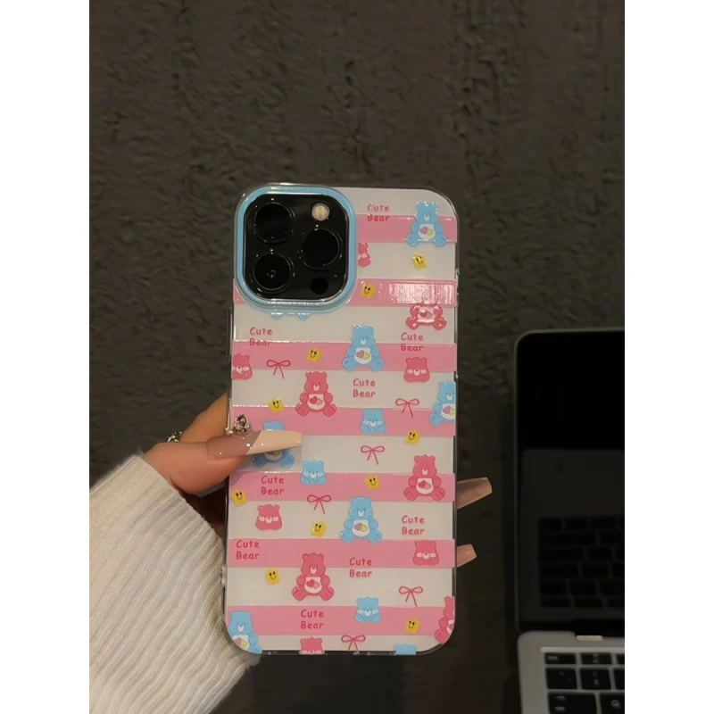 适用于苹果16pro双层IMD手机壳iPhone15可爱爱心小熊华为mate60女