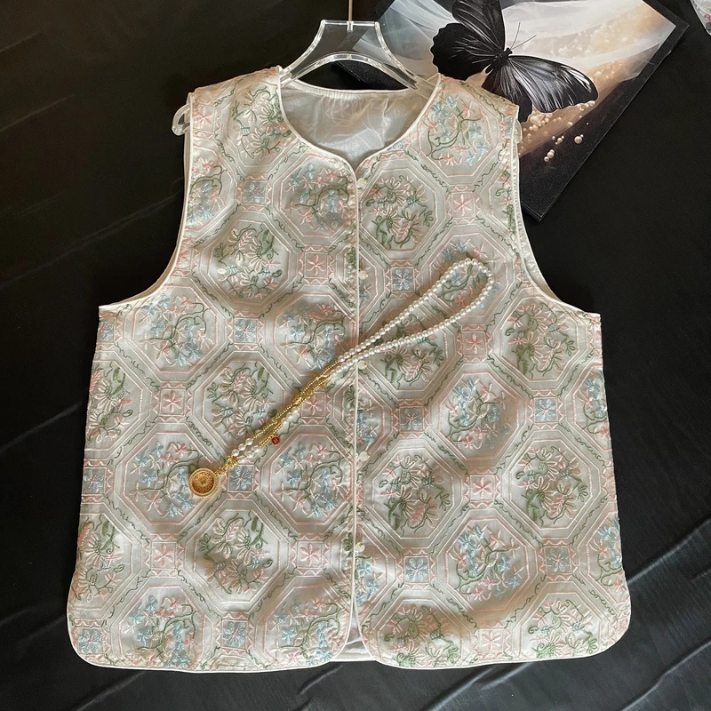 【春兰恋花】马夹女款马甲唐装植碎花上衣民族风新中式夏季提花