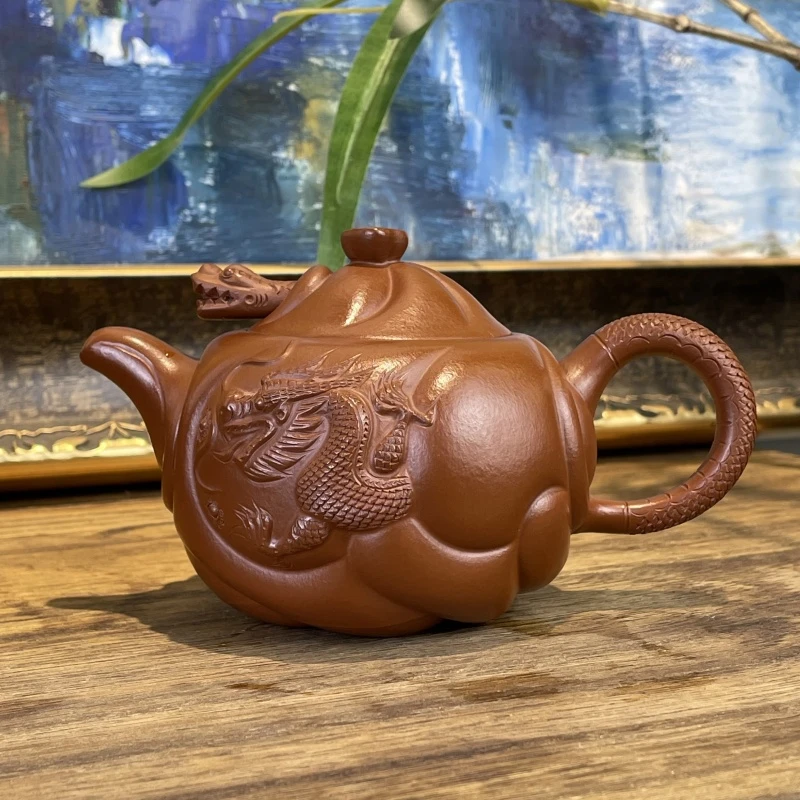 谈燕飞小煤窑朱泥小品鱼化龙紫砂壶