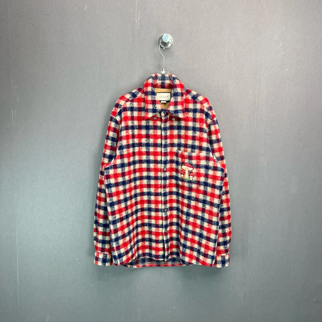 95新 GUCCI/古驰 48码/格纹拼色休闲轻绒外套/9671222