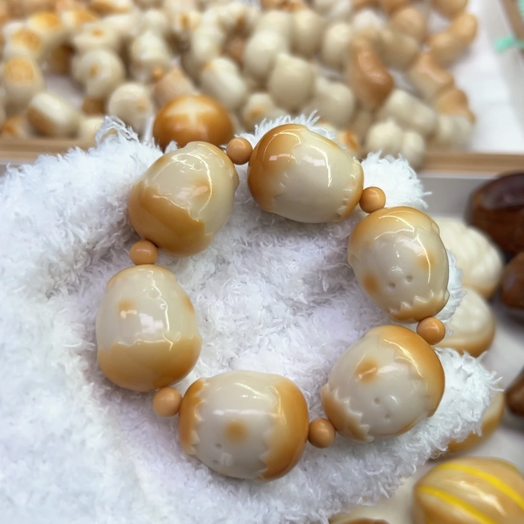菩提根/象牙果手串65 象牙果原果炭烧小蛋仔微瑕